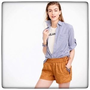 J. Crew Camel Linen Side Drawstring Shorts
